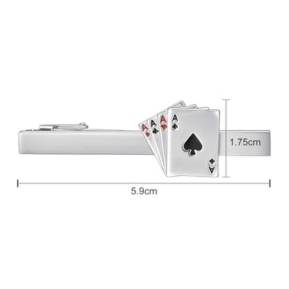 Yoursfs Personalized Stationery Series Tie Clips For Men Novelty Ruler/Pen Tie Clips Unique 18K Gold Plated/Silver Stainless Steel Tie Clip Jewelry For Father Husband Suitable For Daily - style: Sliver Poker Tie Clips