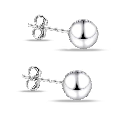 Charmsy 925 Sterling Silver Ball Post Stud Earrings for Women | Round Hammered Lightweight Disco Classic Ball Stud Earring for Women Teen | Sizes 3mm-11mm - style: 3mm-Classic