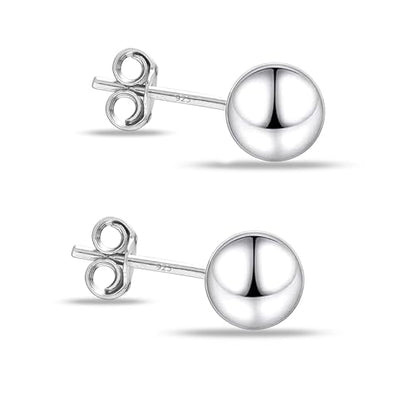 Charmsy 925 Sterling Silver Ball Post Stud Earrings for Women | Round Hammered Lightweight Disco Classic Ball Stud Earring for Women Teen | Sizes 3mm-11mm - style: 3mm-Classic