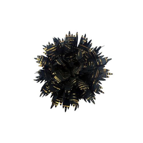 12cm Holiday Handmade Fabric Flower Brooch Pin for Women Girls Fashion Gold Thread Stripes Peony Brooches Lapel Hair Pins Dainty Anniversary Wedding Festival Dress Accessories Gift - color: Black
