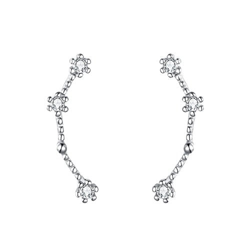 925 Sterling Silver CZ Horoscope Zodiac 12 Constellation Astrology Ear Crawler Post Earrings Gift for Mom Women Mothers Day/Valentines Day/Birthday/Christmas/Anniversary - style: Aries (Mar 21 - Apr 19)