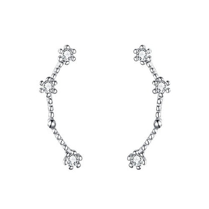 925 Sterling Silver CZ Horoscope Zodiac 12 Constellation Astrology Ear Crawler Post Earrings Gift for Mom Women Mothers Day/Valentines Day/Birthday/Christmas/Anniversary - style: Aries (Mar 21 - Apr 19)