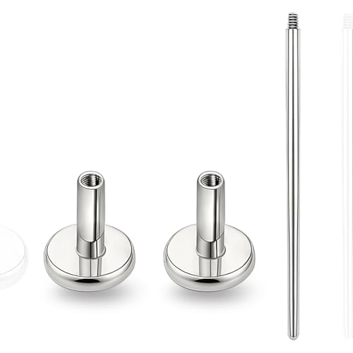limerencia 16G/18G Hypoallergenic Internal Threaded Titanium Bar Post Replacement,Flat Back Stud Earrings Post Medusa Helix Couch Labret Bar for Women Men Sensitive Ears(A Pair) - color: silver tone, size: 16G-5mm