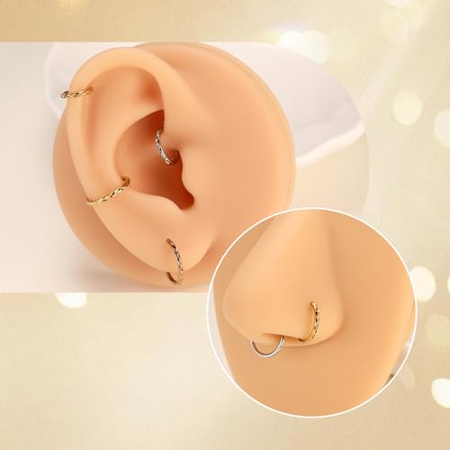 FUNLMO 16G 18G Nose Ring Hoop Septum Ring Helix Tragus Conch Rook Daith Lip Piercing Jewelry Cartilage Earring 316L Surgical Steel - color: Gold