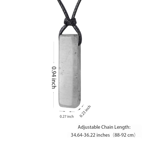 FANASY Natural Gemstone Pendant Necklace for Men Healing Crystal Pendant Adjustable Black Rope Necklace Jewelry Gifts for Women Men - color: Labradorite