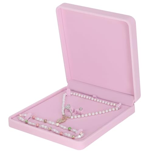 LETURE Velvet Jewelry Set Box, Velvet Gift Box for Bracelet Necklace Earring Ring (Pink) - color: Pink