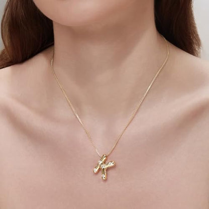 Cicy Bell Initial Necklace for Women 14k Gold Plated | Cubic Zirconia, Trendy, Personalized, Dainty Letter Pendant - color: K-Gold