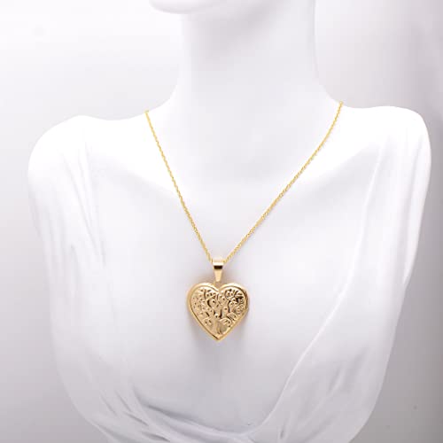 Paialco Heart Shaped Locket Pendant Necklace for Women - color: Yellow-Tree
