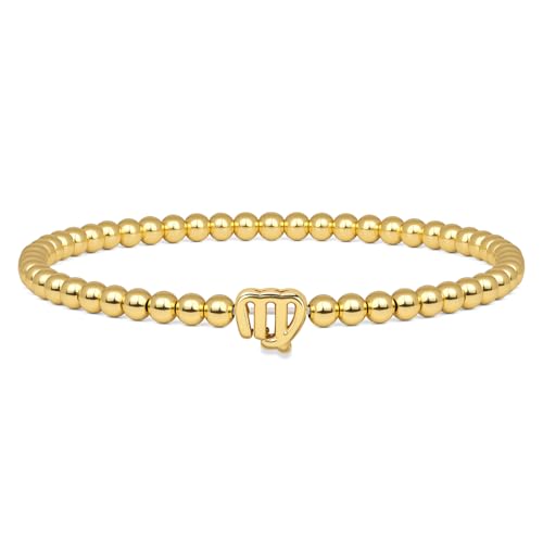 Gold 12 Constellations Bracelets for Women, 18K Gold Plated Beaded Stretch Bubble Bracelets Charm Jewelry Bracelet Gifts for Birthday Mother's Day Valentines Christmas - color: Virgo
