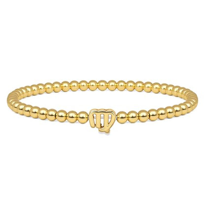 Gold 12 Constellations Bracelets for Women, 18K Gold Plated Beaded Stretch Bubble Bracelets Charm Jewelry Bracelet Gifts for Birthday Mother's Day Valentines Christmas - color: Virgo