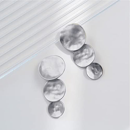 Matte Gold Silver Geometry Clip On Earrings for Women Retro Drop Clip Earrings for Women - style: 3 silver discs