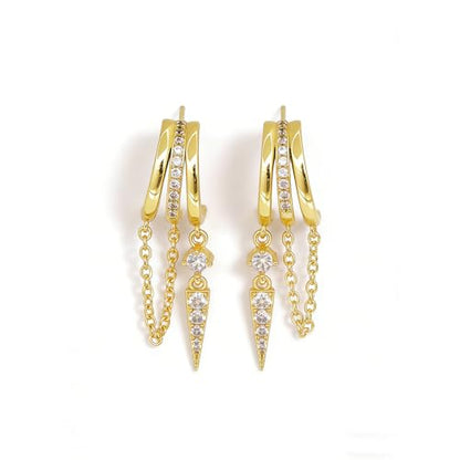 Pearl Earrings for Women Trendy, 14k Gold Plated Freshwater CZ Leaf Pearl Dangle Drop Gold Earrings Lightweight Hypoallergenic Stud Earring Bridesmaid Wedding Gold Jewelry for Women Gifts - style: cz chain earrings-4