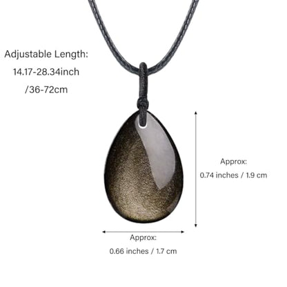Teardrop Gemstone Necklaces for Women, Healing Crystal Pendant Necklace Birthstone Jewelry for Women - color: Gold Sheen Obsidian