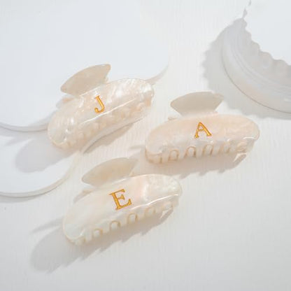 LILIE&WHITE Bridesmaid Proposal Gifts Acrylic Letter Hair Clips For Women | Stylish J Monogram Hair Claw Fashion Glitter Claw Clips Elegant And Durable Hair Accessory Large Hair Clips J - color: HC22539J