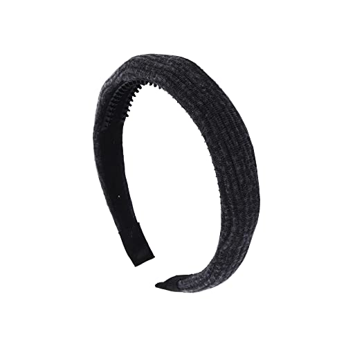 1 Inch Ribbed Cotton Padded Headband for Women and Girls - Black - color: 1'' Black