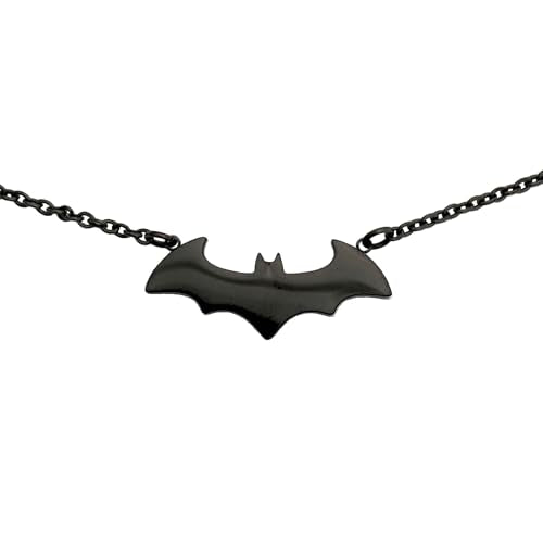 Tapp Collections Stainless Steel Superhero Pendant Necklace - color: Bat-W / Steel Chain / Black Color