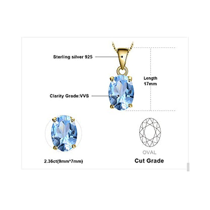 JewelryPalace Natural Gemstone Garnet Peridot Amethyst Citrine Blue Topaz Birthstone Solitaire Pendant Necklace Jewelry Set, 14k Gold Plated 925 Sterling Silver Necklaces for Women, 18 Inch Box chain - color: N-Yellow Gold Plated-Topaz
