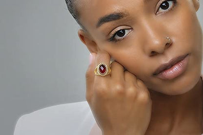 Striking Garnet Ring in 14k Gold-filled Ring Band - January Birthstone Rings Handcrafted by Skilled Artisan - Sizes 3-12.5 - Garnet Jewelry for Every Occasion - with Fancy Box