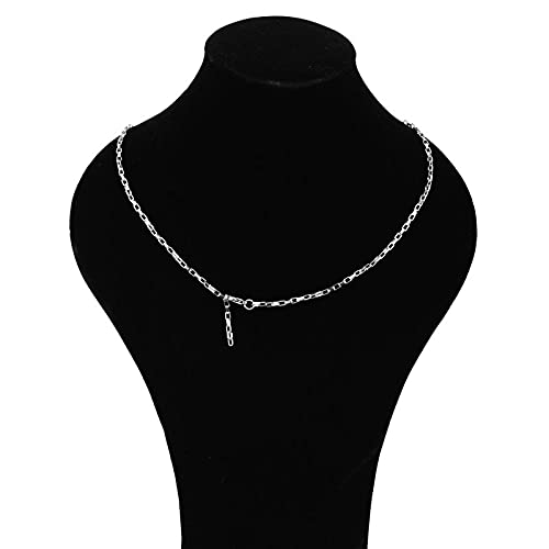 18K Gold Plated Minimalist Square Rolo Link Chain Necklace for Women, Polished Silver Tone Geometric Box Chain Choker, Adjustable Dainty Layering Jewelry, Versatile Stackable Necklace for Everyday Office or Casual Wear