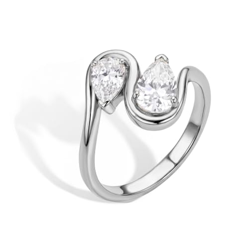 14K Gold-Plated Wedding Bands for Women Dainty Stackable Cubic Zirconia Promise & Engagement Rings Trendy Statement Jewelry for Her Sizes 5-11 - color: Twisted Silver Ring
