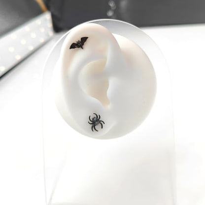 1pcs G23 Titanium Flat Back Earrings Studs 16g F136 Implant Grade Titanium Labrets Press Fit Threadless Push In Dainty Cartilage Helix Conch Lobe Lip Tragus Piercing Jewelry - style: 1pcs Black Spider