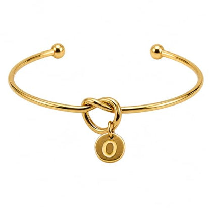 LemonRose Initial Bracelets for Women - Dainty Tie the Knot Letter A-Z 14K Gold Plated for Women Gold Cuff Bracelet for Womens Jewelry Personalized Bridesmaid Proposal Gifts - color: Gold O