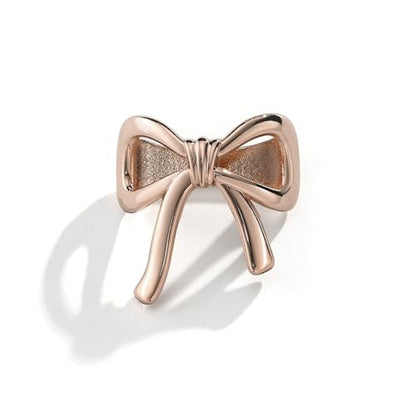 Bowknot Oblate Silk Scarf Ring Brooch for Women Metal Elegant Bow Butterfly Shawl Scarves Buckle Wrap Clasp Clip Rings Brooches Fashion Delicate Wedding Anniversary Dress Accessories Jewelry - color: Rose Gold Plated
