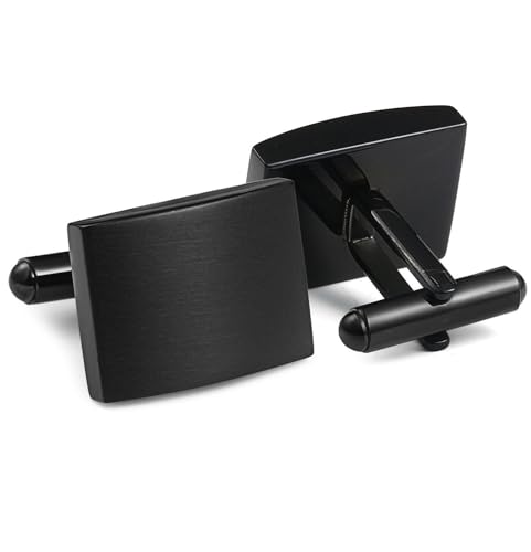 FIBO STEEL Stainless Steel Cufflinks for Men Tuxedo Cufflinks and Studs for Wedding, Business, Formal Events Classic Custom Cuff Links for Men - style: black: 1 pairs
