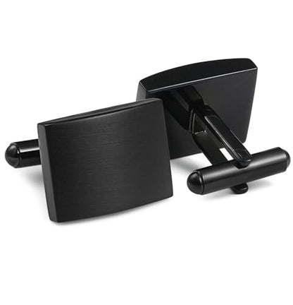 FIBO STEEL Stainless Steel Cufflinks for Men Tuxedo Cufflinks and Studs for Wedding, Business, Formal Events Classic Custom Cuff Links for Men - style: black: 1 pairs