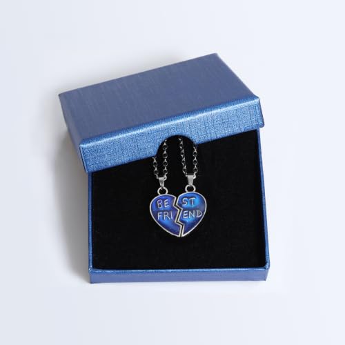FM FM42 Temperature Sensing Color Changing Pendant Necklace with 19.29" Stainless Steel Rolo Chain - color: BFF Necklace Set, Pack of 2