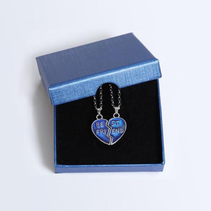 FM FM42 Temperature Sensing Color Changing Pendant Necklace with 19.29" Stainless Steel Rolo Chain - color: BFF Necklace Set, Pack of 2