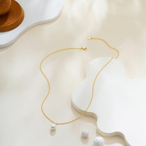 Gold Pearl Necklaces for Women Trendy, 14K Gold Plated Dainty Necklace Simple Layered Pearl Necklaces for Women Trendy Wedding Birthday Jewelry - color: One Pearl necklace