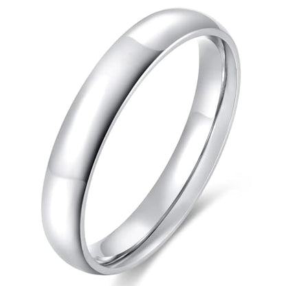 4mm 6mm Stainless Steel Ring Plain Dome High Polished Wedding Band Comfort Fit Size 4-12 - color: Silver-4mm, size: 4