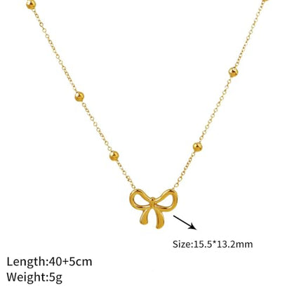 Gold Bow Bracelets Dainty Gold Plated Chain Bracelets Necklaces Set Ribbon Choker Bracelets Necklaces Trendy Jewelry Gifts for Women - color: Bow Necklace