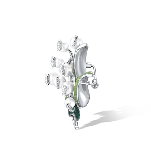 Santuzza 925 Sterling Silver Enamel Brooch Pin for Women - color: [D]Convallaria
