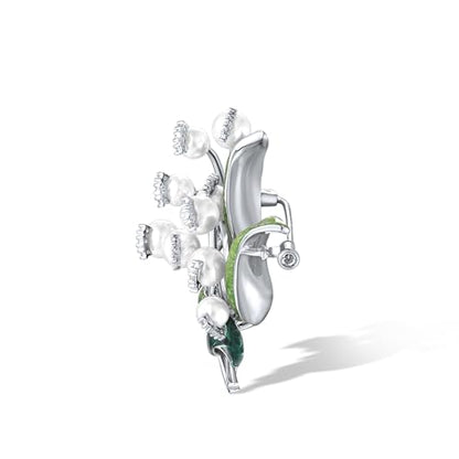 Santuzza 925 Sterling Silver Enamel Brooch Pin for Women - color: [D]Convallaria