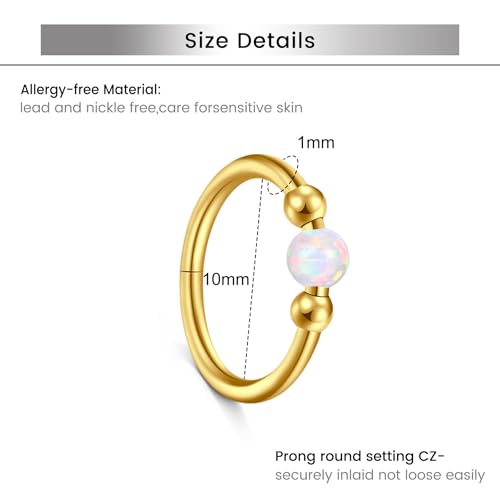 Briana Williams 18G 20G Nose Rings for Women Nose Piercings Nose Rings Hoops Nose Studs Surgical Steel Nose Ring Silver Gold Nose Piercing Jewelry - color: D6 -18g, gold