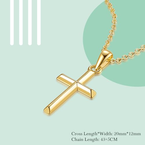 Cross Necklace for Women Gold Cross Necklaces for Women | Cross Chain 14K Gold Cross Necklace for Women Beauty Gold Faith Pendant Necklaces for Women Cross Necklaces 20/25mm - size: 20MM