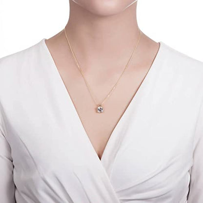 BERRICLE Sterling Silver CZ Solitaire Pendant Necklace for Women, Gold Flashed, Cubic Zirconia - Asscher, Emerald, Heart Shaped, Princess, Round Cut - style: Asscher Cut, Gold Flashed