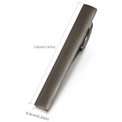 HONEY BEAR 5cm/5.4cm/6cm Mens Tie Clip Bar for Normal Size Steel Business Wedding Gift 1.97"/2.12"/2.36" - style: 5cm Gunmetal Brushed Black