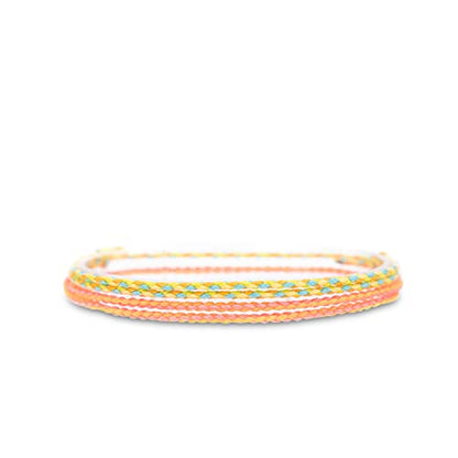 Made by Nami 2 Pcs Wave String Ankle Bracelets for Women Waterproof & Adjustable Thin Braided Anklet Surfer Boho Ankle Bracelet Set of 2 Beach Accessories - color: Retro 2 & Orange