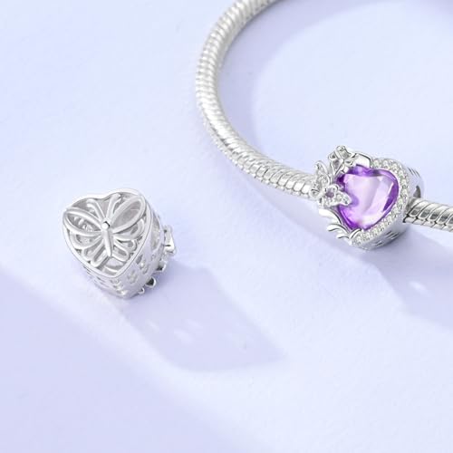 NARMO 925 Sterling Silver Charm Bead for Bracelets Silver Charms for Women - color: Butterfly Love