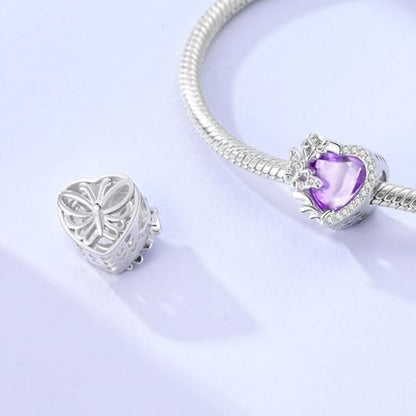 NARMO 925 Sterling Silver Charm Bead for Bracelets Silver Charms for Women - color: Butterfly Love