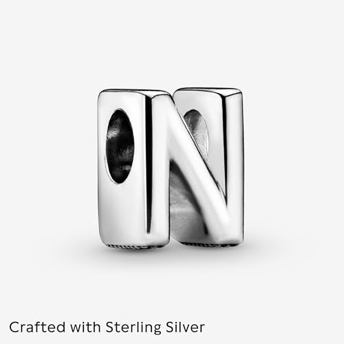 Pandora Alphabet Charm - Compatible Moments - Gift for Her - Made with Sterling Silver - with Gift Box - style: Letter N