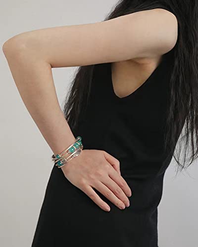 FULU AUTUMN Stackable Beaded Bracelets for Women Boho Wrap Silver Bracelet Layered Fashion Jewelry Gifts for Her - color: 17-Sea green