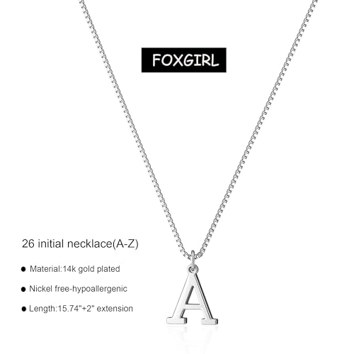 Foxgirl Gold Initial Necklaces for Women, Dainty Gold Letter Necklace Tiny A-Z Pendant Choker Necklace Trendy Cute Personalized Monogram Name Necklace Gold Jewelry Necklace for Women Gift | Tiny Letter Pendant on a Dainty Choker Chain, Personalized Everyd