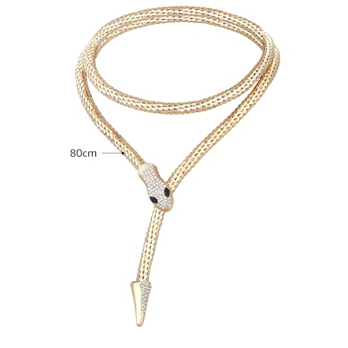 Bendable Snake Chain Necklace for Women Arm Cuff Flexible Twisty Multi-purpose DIY Bracelet and Punk Choker Trendy Medusa Snake Jewelry Gift - style: Zirconia Gold