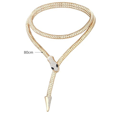 Bendable Snake Chain Necklace for Women Arm Cuff Flexible Twisty Multi-purpose DIY Bracelet and Punk Choker Trendy Medusa Snake Jewelry Gift - style: Zirconia Gold