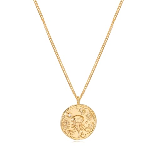 MTMY Gold Starfish Necklace 14K Gold Plated Shell Conch Ocean Pendant Necklace for Women Beach Summer Jewelry - style: jellyfish