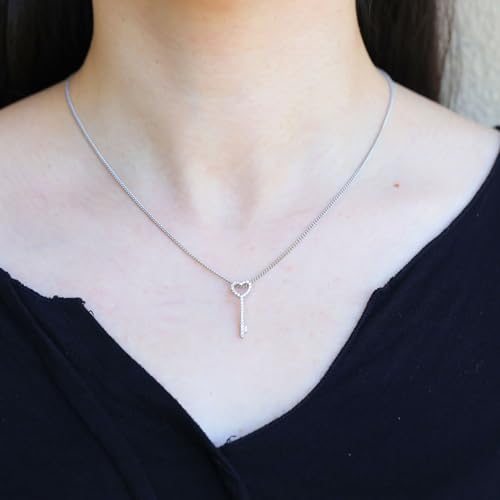 Silver Necklaces for Women Teens, Best Friend Necklace Sister Daughter Gift | Horseshoe Butterfly Swan Wave Evil Eye Necklace Graduation Chritmas Birthday Gifts for Women, Stainless Steel - style: Key